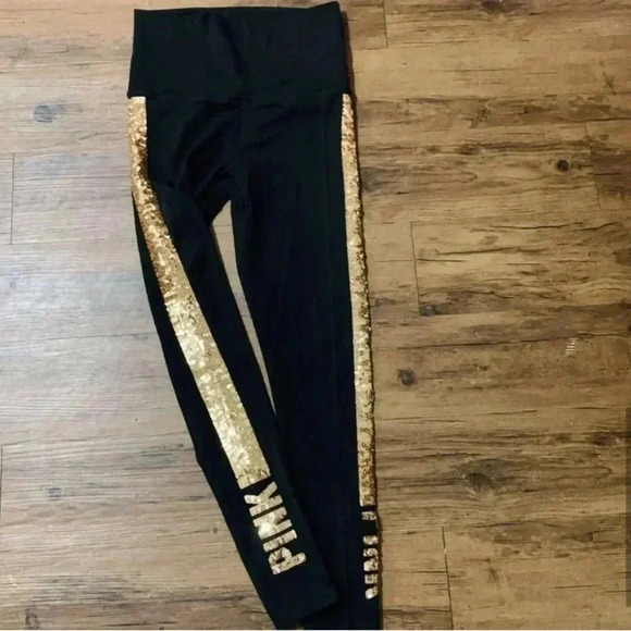 VS PINK GOLD BLING CAMPUS SHIRT / LEGGINGS S - Picture 7 of 9